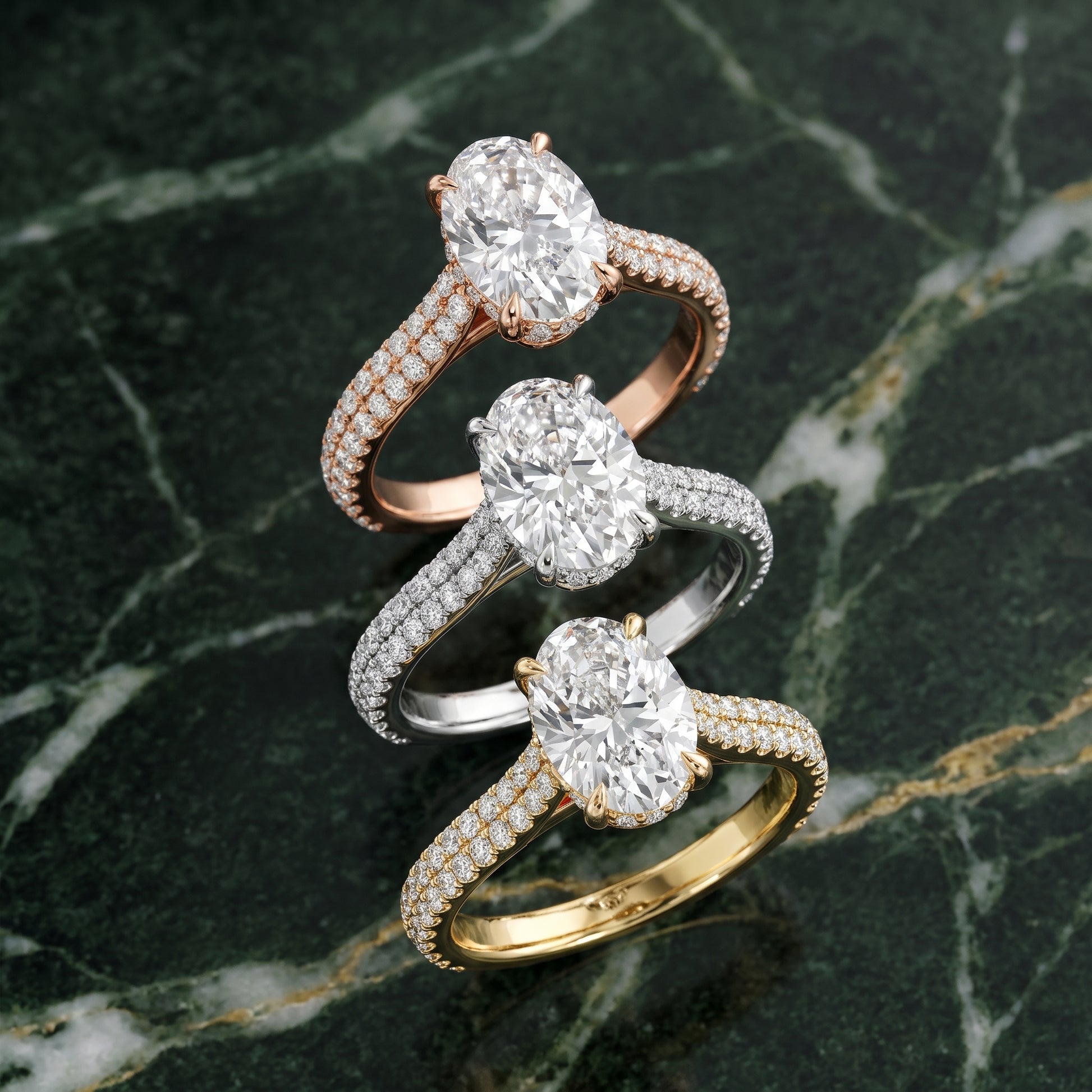 Della Hidden Halo Pavé Oval Diamond Engagement Ring in Yellow Gold - 3rings.jpg