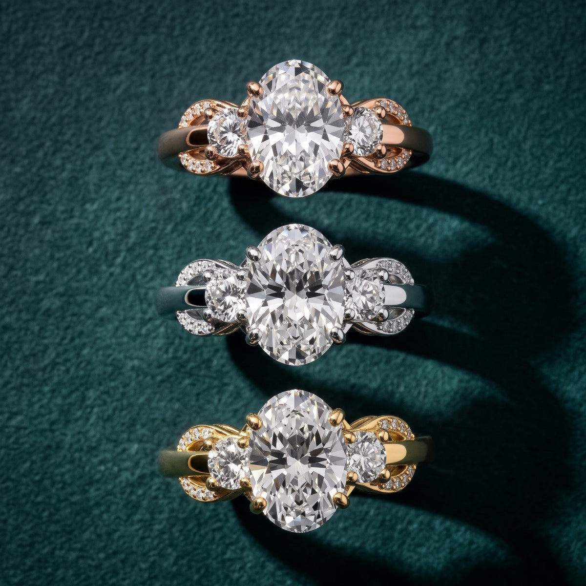 Briar Vine Three-Stone Oval Diamond Engagement Ring in Yellow Gold - 3rings.jpg