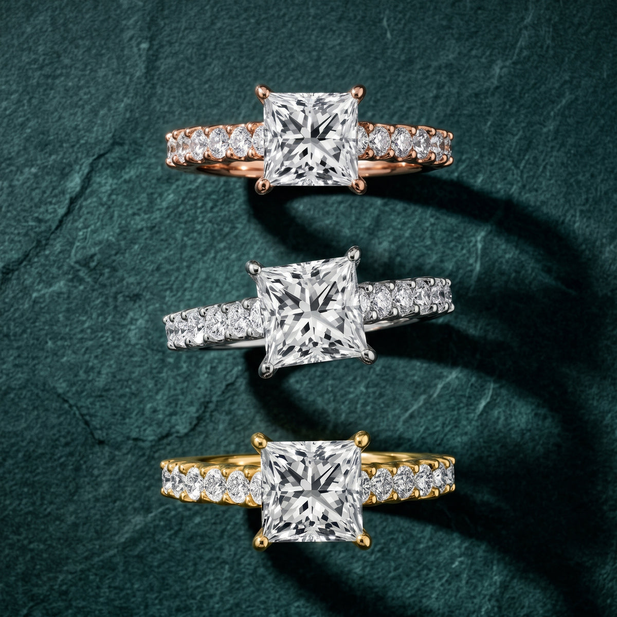 Marcella Cathedral Pavé Princess Diamond Engagement Ring in Platinum - 3rings.jpg