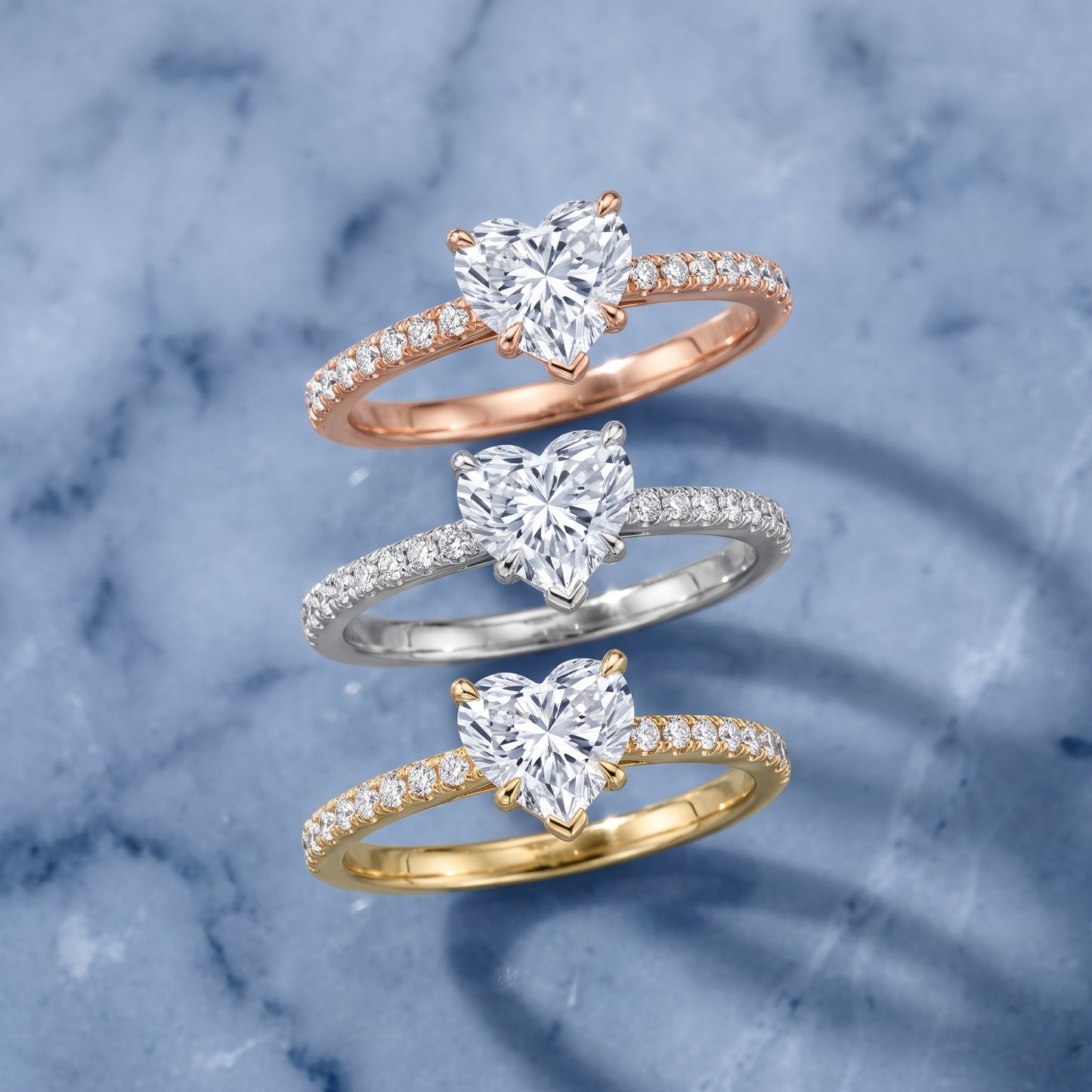 Juna French Pavé Solitaire Heart Diamond Engagement Ring in Yellow Gold - 3rings.jpg