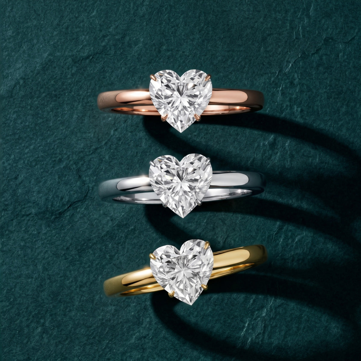 Serena Blossom Solitaire Heart Diamond Engagement Ring in Platinum - 3rings.jpg