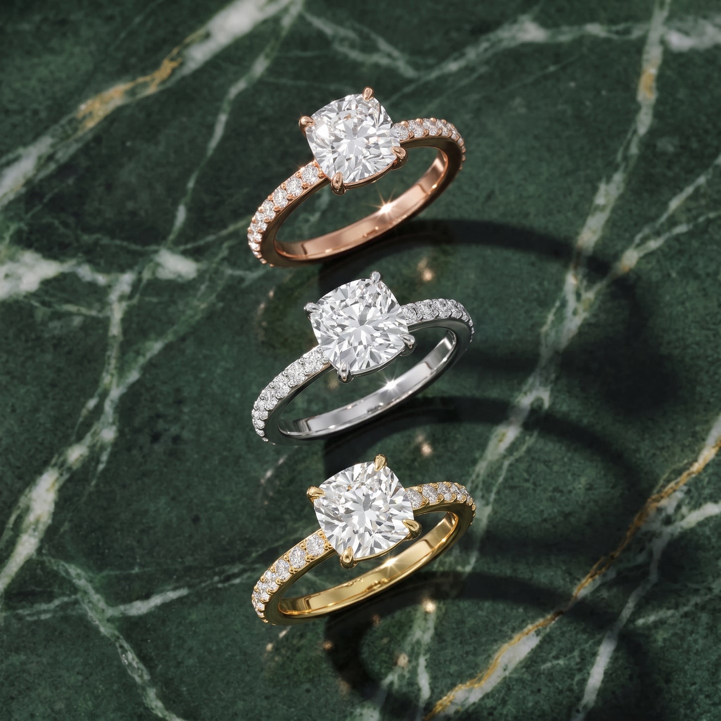 Aisha Pavé Solitaire Cushion Diamond Engagement Ring in White Gold - 3rings.jpg