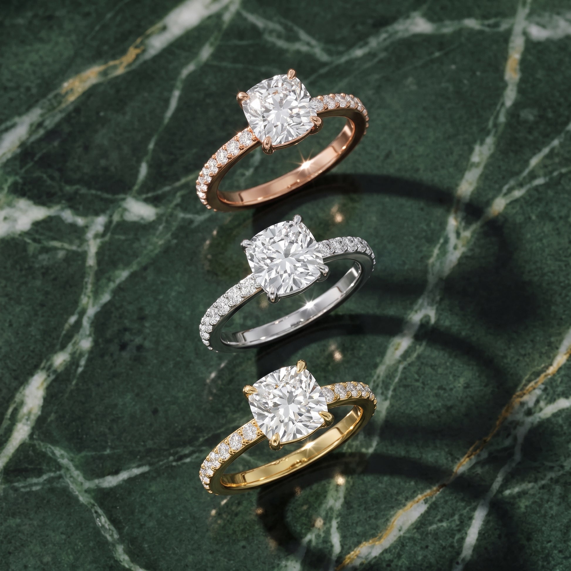 Aisha Pavé Solitaire Cushion Diamond Engagement Ring in White Gold - 3rings.jpg