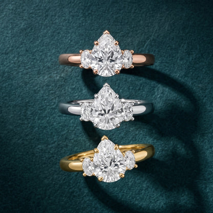 Alya Three-Stone Cathedral Pear Diamond Engagement Ring in Platinum - 3rings.jpg