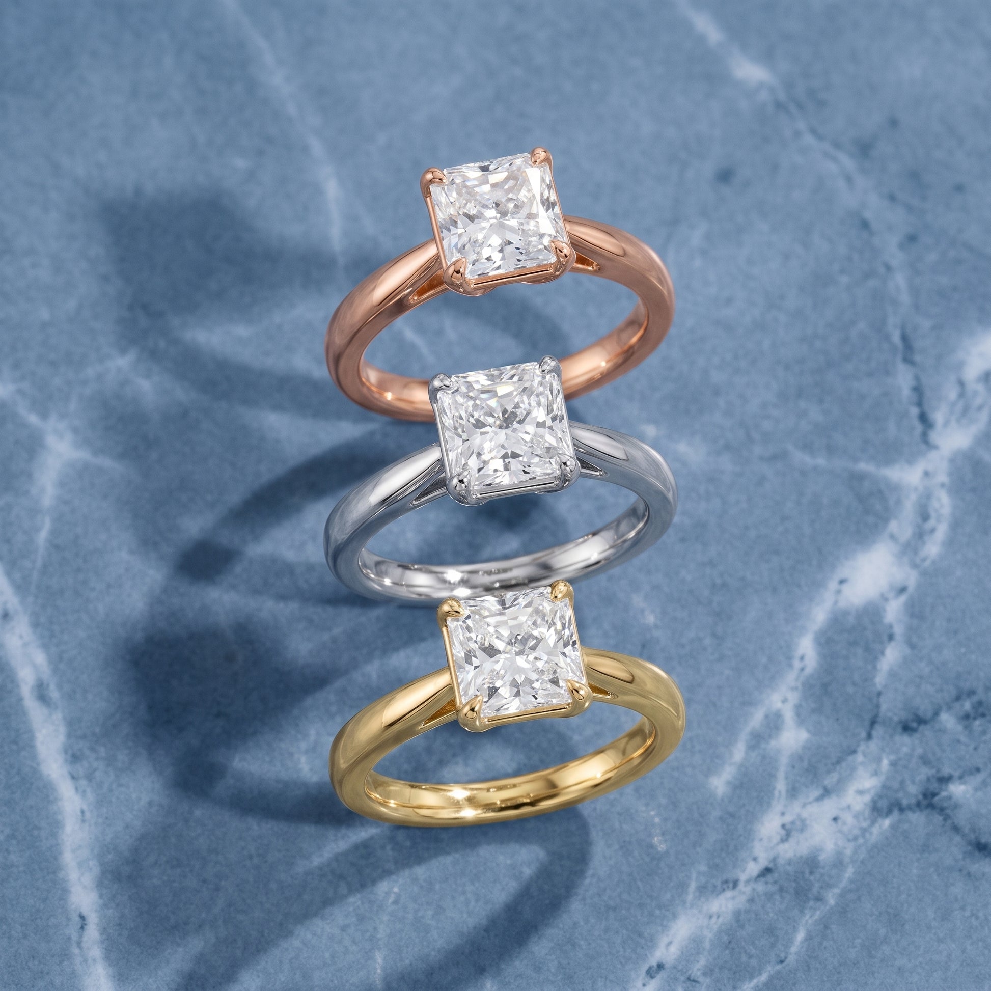 Lucia Solitaire Six-Prong Radiant Diamond Engagement Ring in Yellow Gold - 3rings.jpg