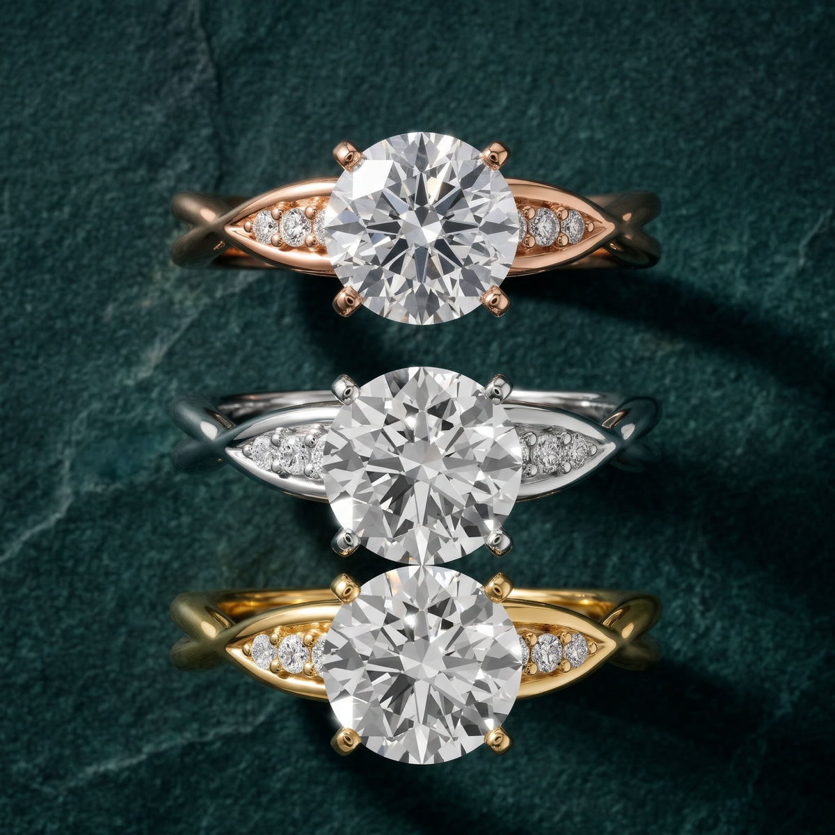 Stefania Twist Round Diamond Engagement Ring in Rose Gold - 3rings.jpg
