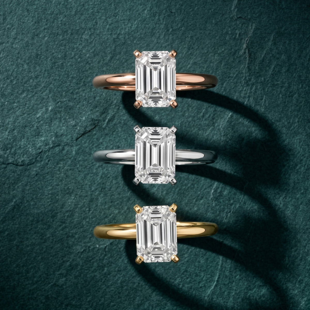 Giulia Solitaire Emerald Diamond Engagement Ring in White Gold - 3rings.jpg