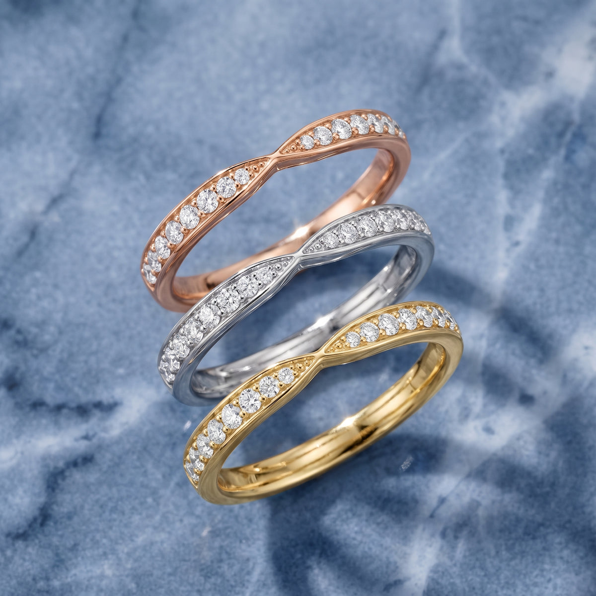 Tosca Tapered Riviera Round Diamond Half Eternity Band in Platinum - 3rings.jpg