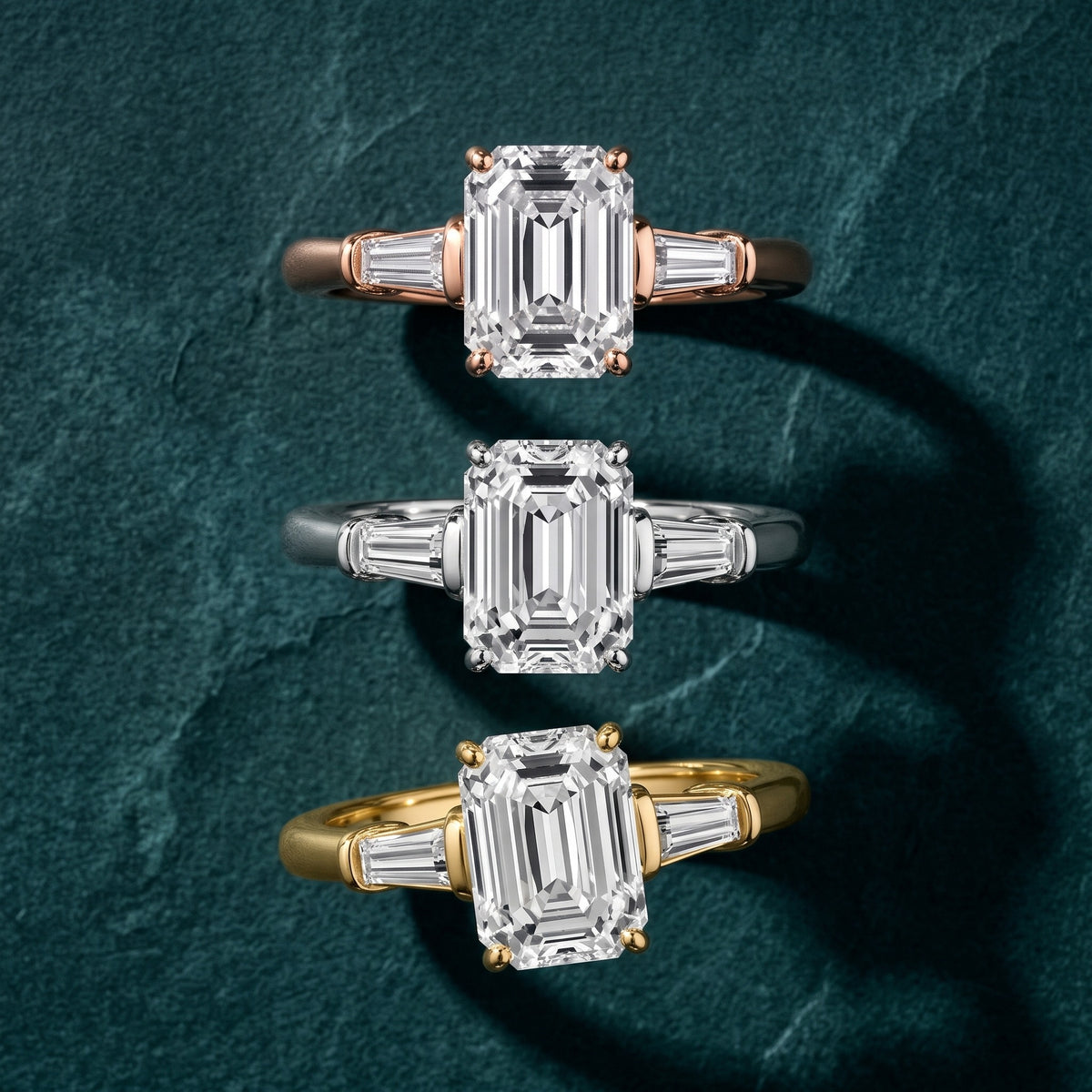 Abby Baguette Three-Stone Emerald Diamond Engagement Ring in Yellow Gold - 3rings.jpg