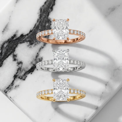 Annabel Pavé Solitaire Radiant Diamond Engagement Ring in Platinum - 3rings.jpg