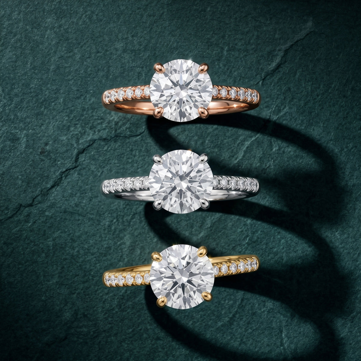 Moab Petal Pavé Round Diamond Engagement Ring in Yellow Gold - 3rings.jpg