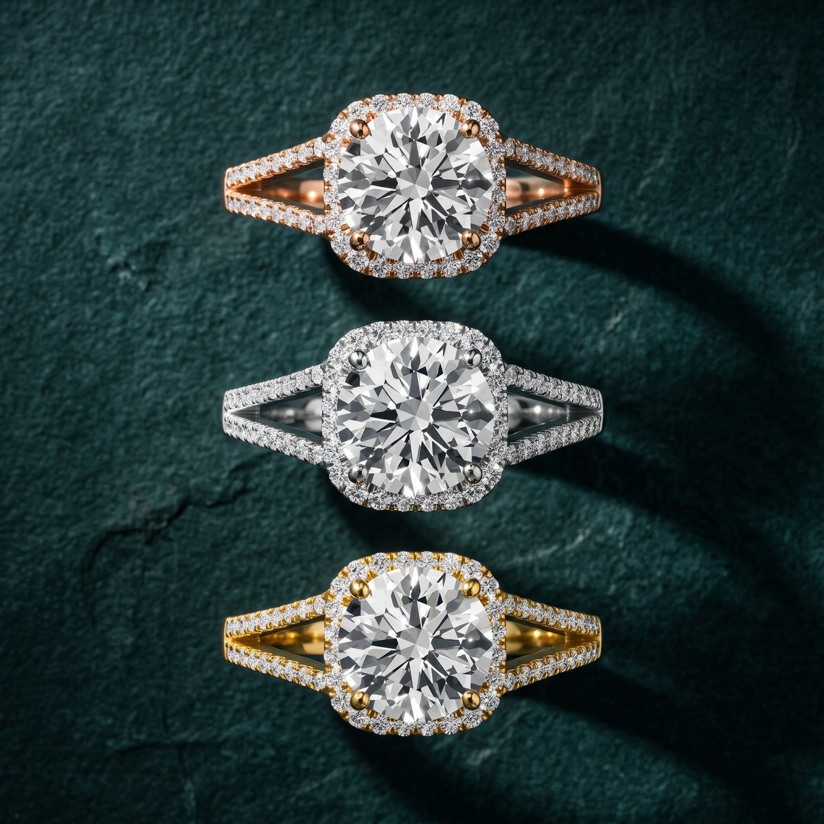 Nola Halo Split Shank Round Diamond Engagement Ring in Silver - 3rings.jpg