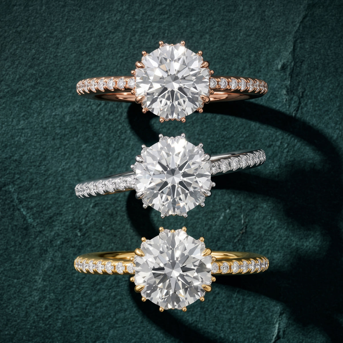 Leonie Starburst Halo Round Diamond Engagement Ring in Yellow Gold - 3rings.jpg