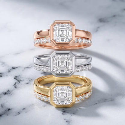 Ayla Bezel Bypass Asscher Diamond Ring in Rose Gold - 3rings.jpg