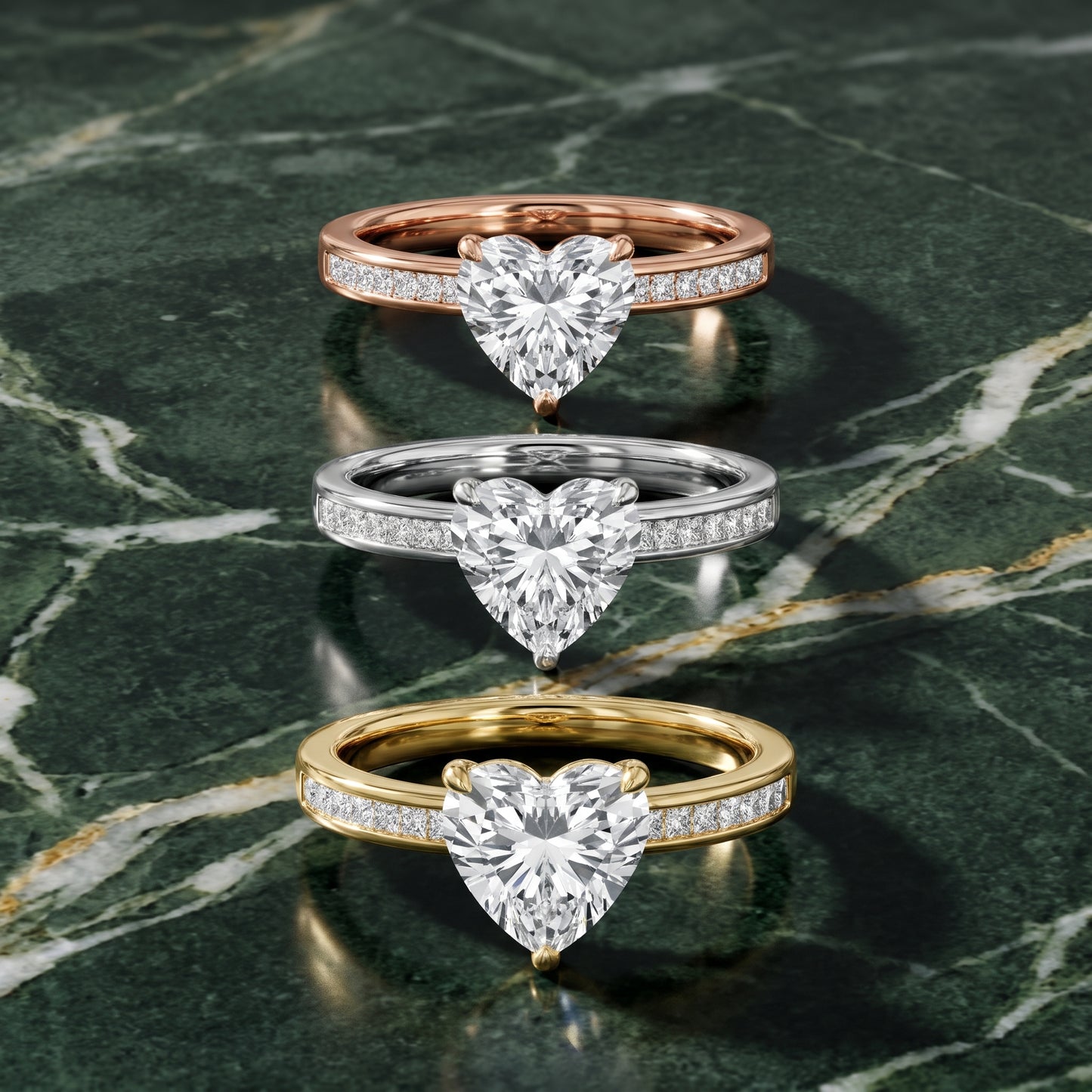 Maren Sidestone Channel Set Heart Diamond Engagement Ring in Rose Gold - 3rings.jpg