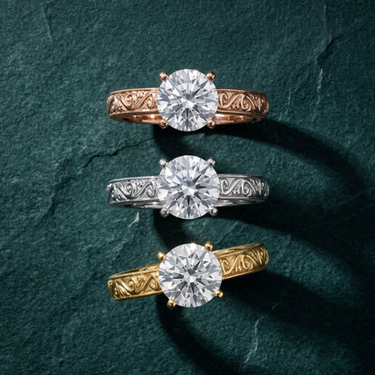 Fia Vintage Engraved Round Diamond Engagement Ring in Platinum - 3rings.jpg