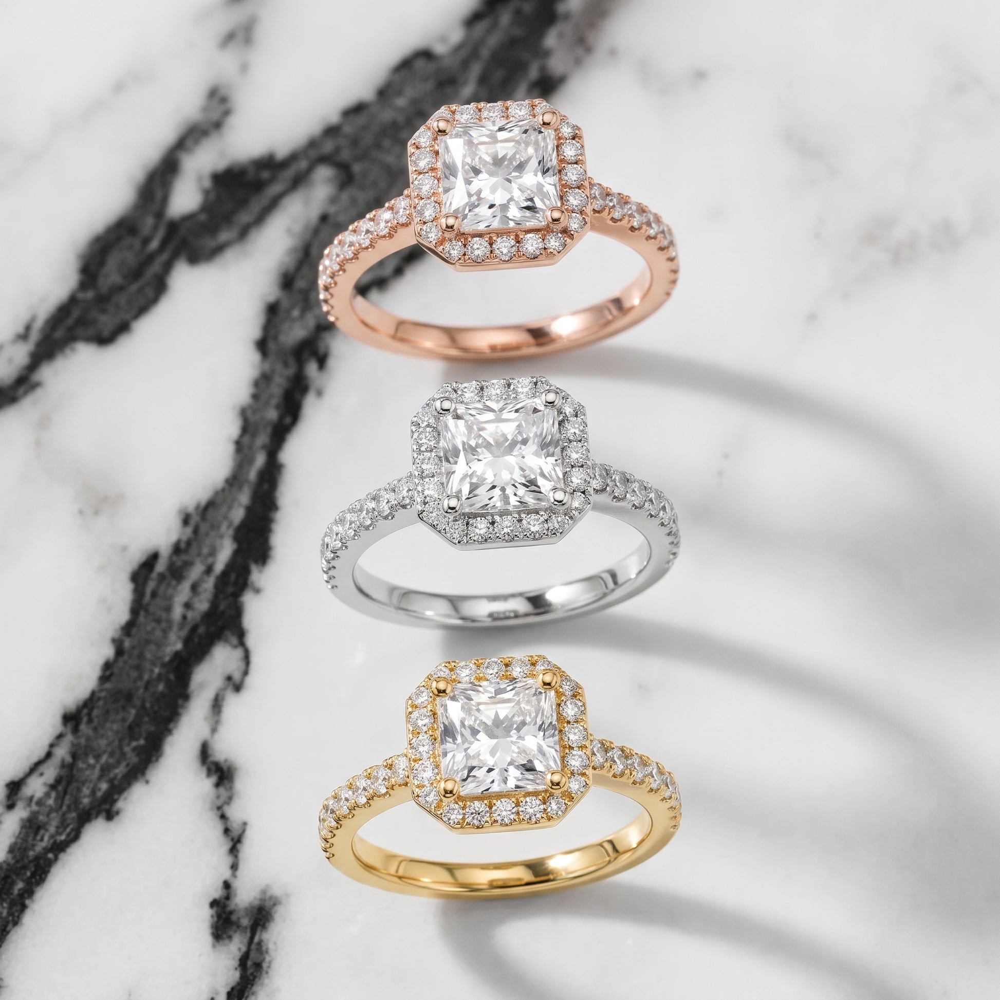 Sophie Halo Pavé Radiant Diamond Ring in Silver - 3rings.jpg