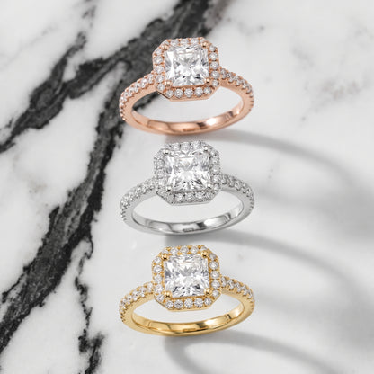 Sophie Halo Pavé Radiant Diamond Ring in Silver - 3rings.jpg