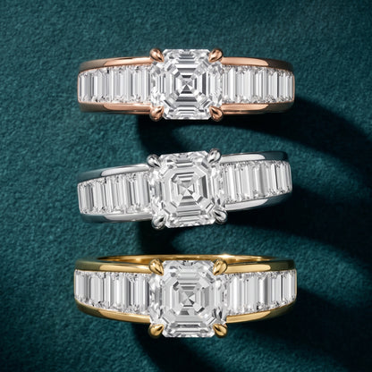 Hilo Baguette Channel Set Asscher Diamond Engagement Ring in Rose Gold - 3rings.jpg