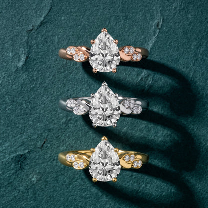 Robin Leaf Twist Pear Diamond Engagement Ring in White Gold - 3rings.jpg