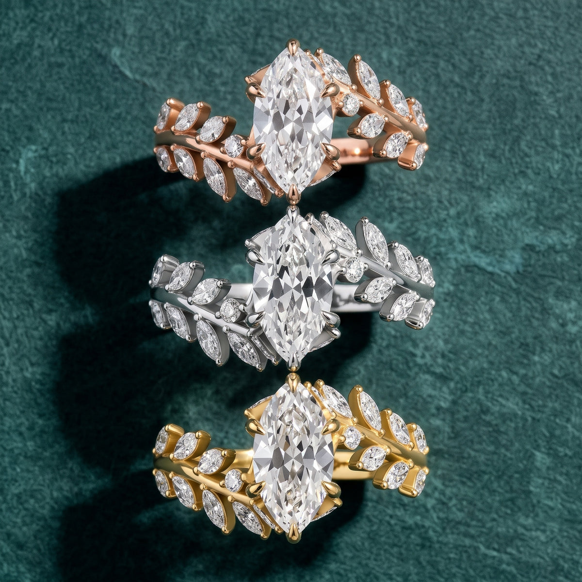 Clarion Leaf Bypass Marquise Diamond Engagement Ring in Yellow Gold - 3rings.jpg