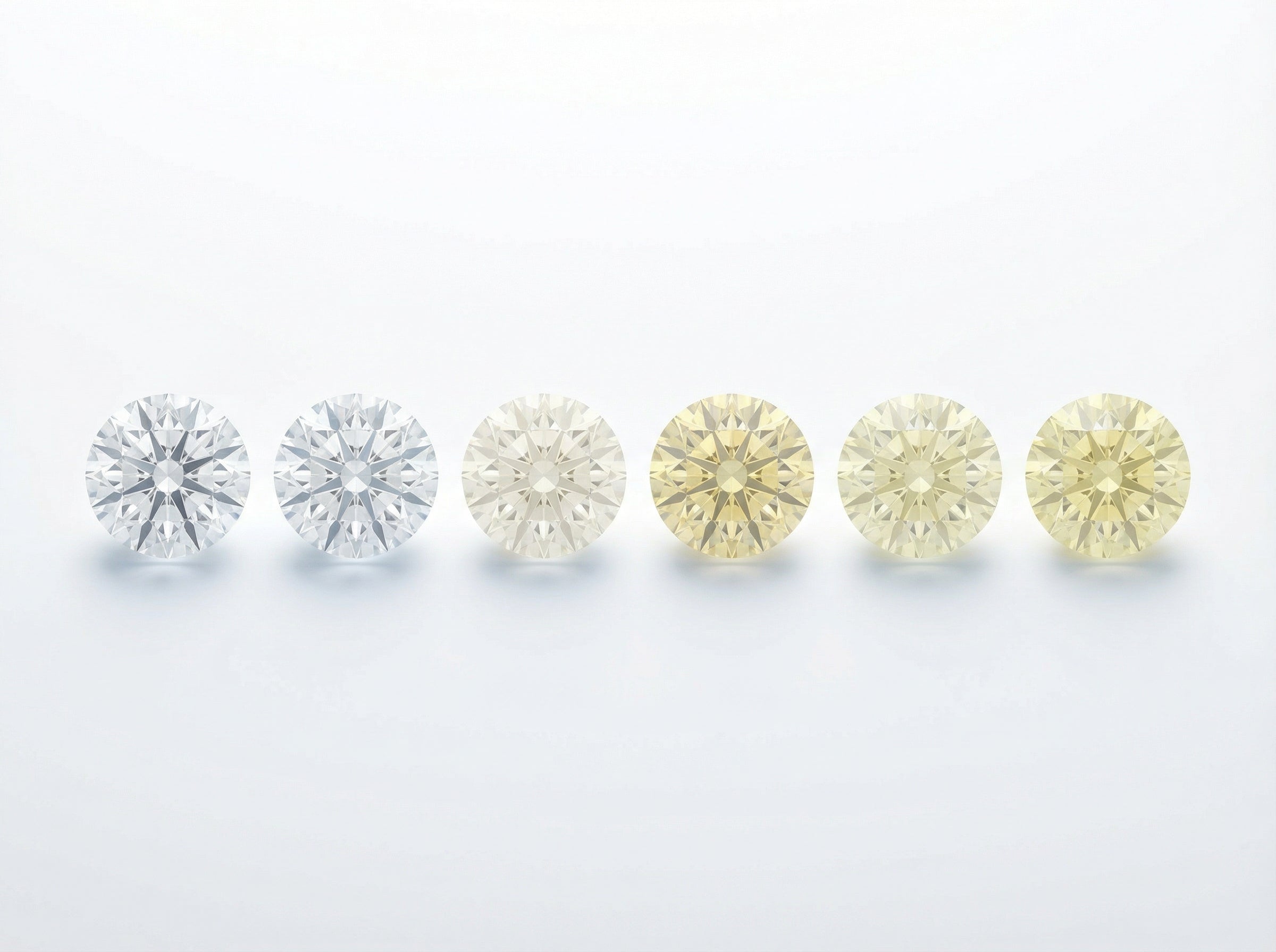 Diamond color grading scale from colorless to light yellow