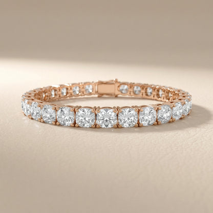 Cushion Cut Lab Grown Diamond Tennis Bracelet in Rose Gold