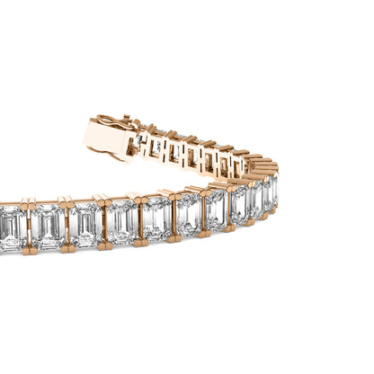 Emerald Cut Lab Grown Diamond Tennis Bracelet in Rose Gold