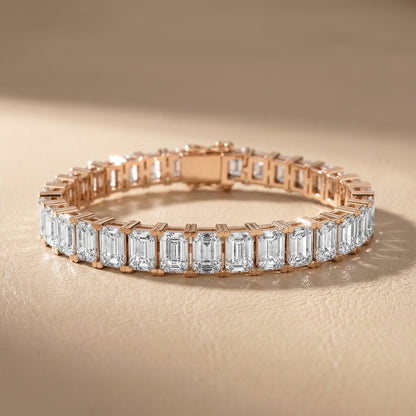 Emerald Cut Lab Grown Diamond Tennis Bracelet in Rose Gold