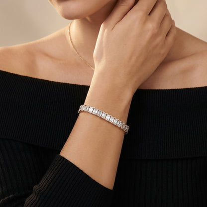 Emerald Cut Lab Grown Diamond Tennis Bracelet in Rose Gold
