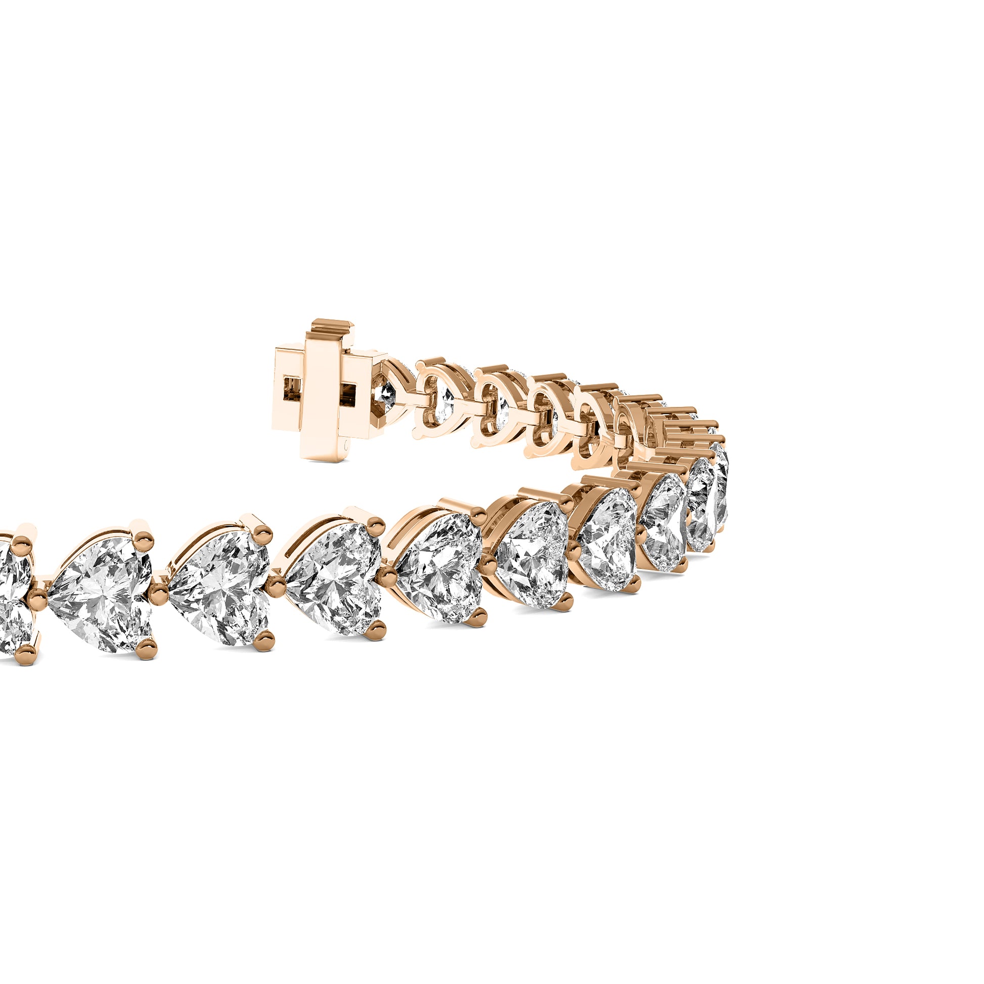 Heart Cut Lab Grown Diamond Tennis Bracelet in Rose Gold