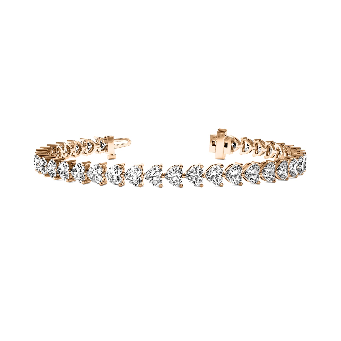 Heart Cut Lab Grown Diamond Tennis Bracelet in Rose Gold