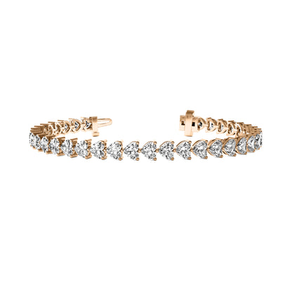 Heart Cut Lab Grown Diamond Tennis Bracelet in Rose Gold