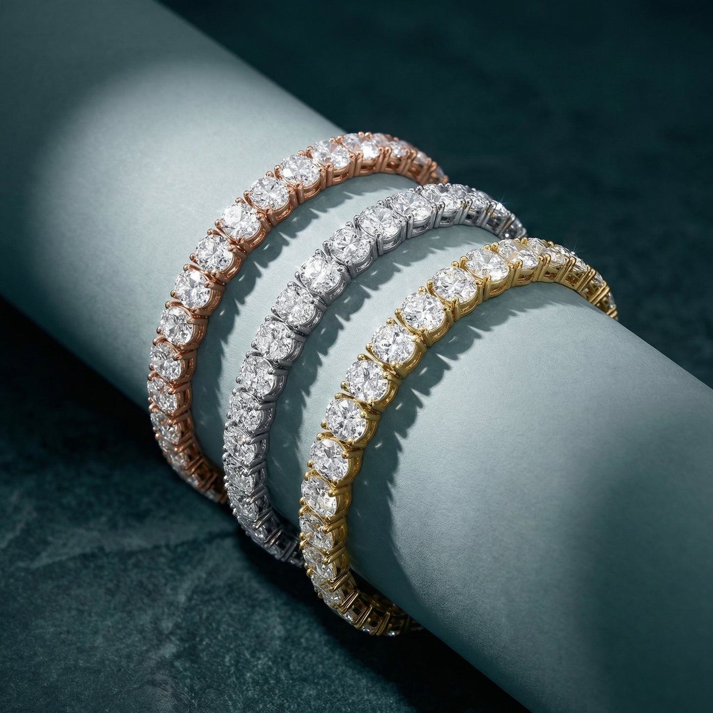 Oval Cut Lab Grown Diamond Tennis Bracelet in Rose Gold
