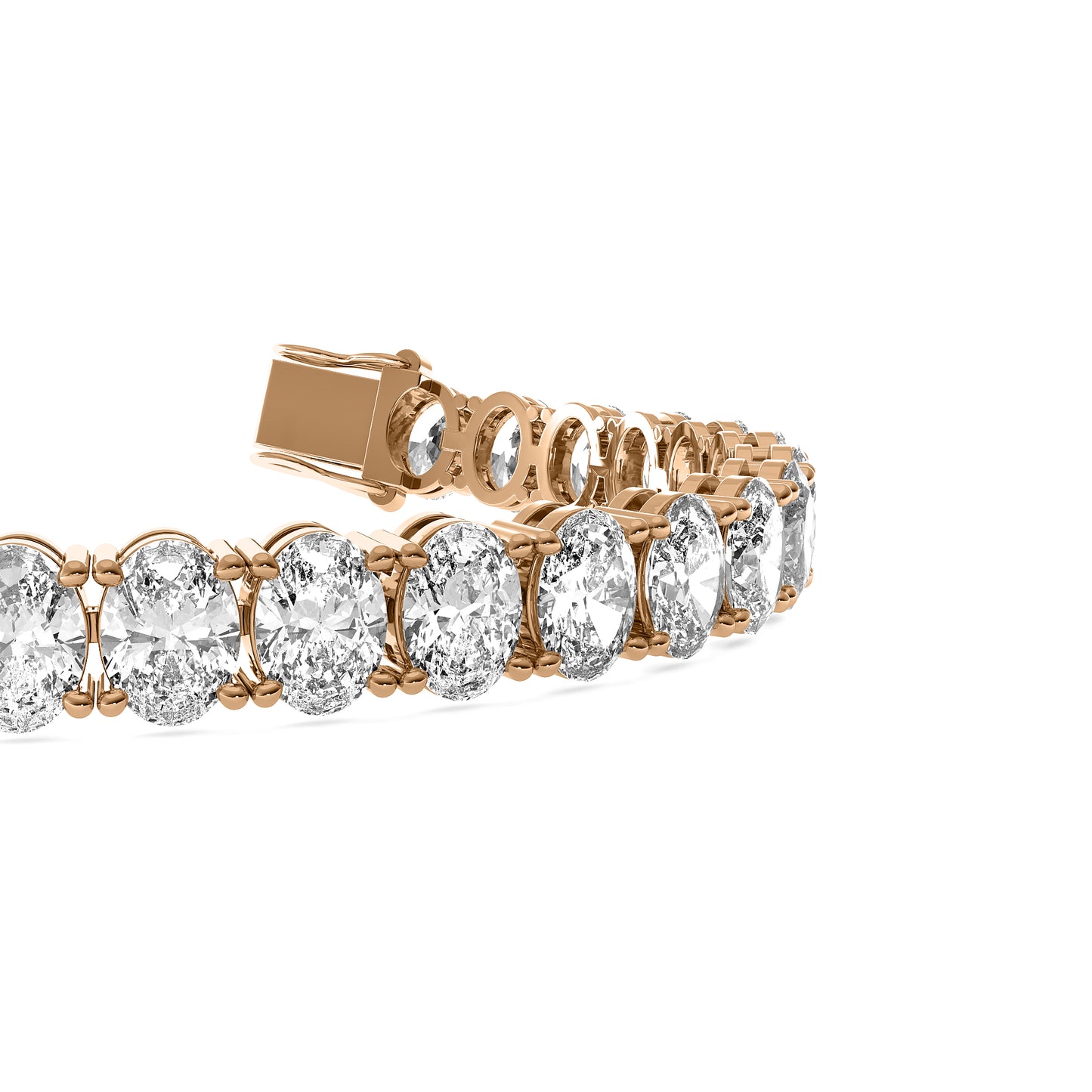 Oval Cut Lab Grown Diamond Tennis Bracelet in Rose Gold