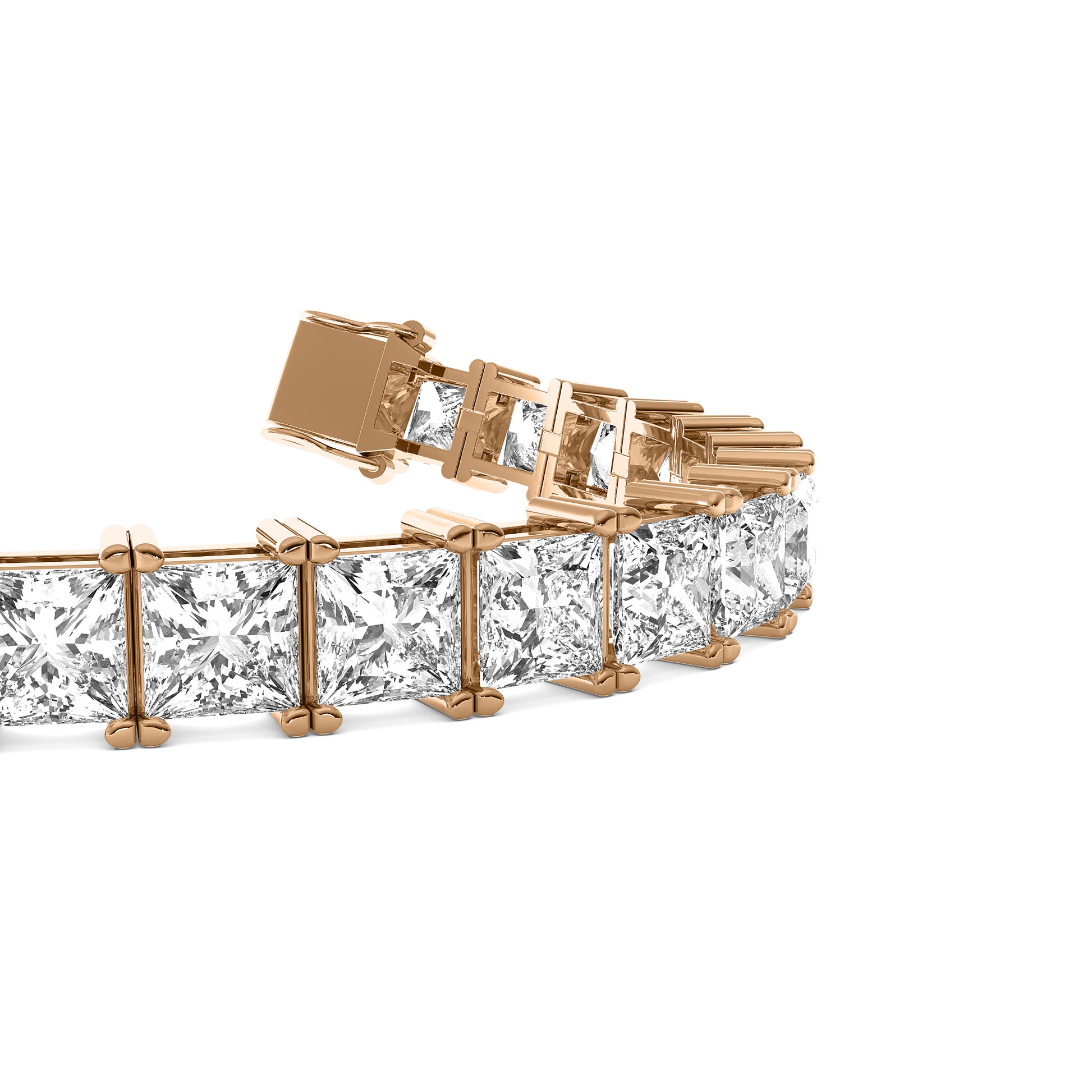 Princess Cut Lab Grown Diamond Tennis Bracelet in Rose Gold