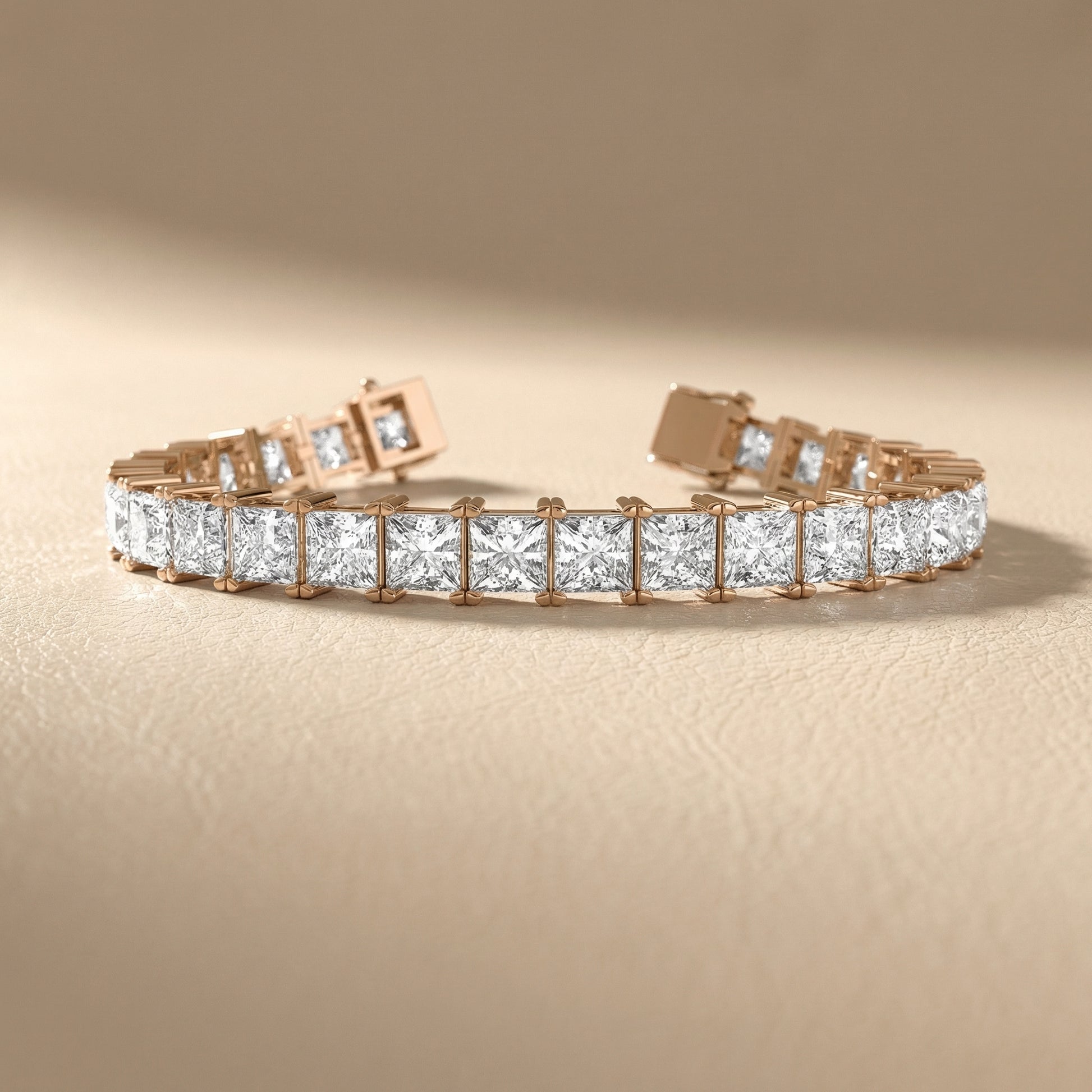 Princess Cut Lab Grown Diamond Tennis Bracelet in Rose Gold