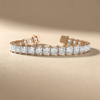 Princess Cut Lab Grown Diamond Tennis Bracelet in Rose Gold
