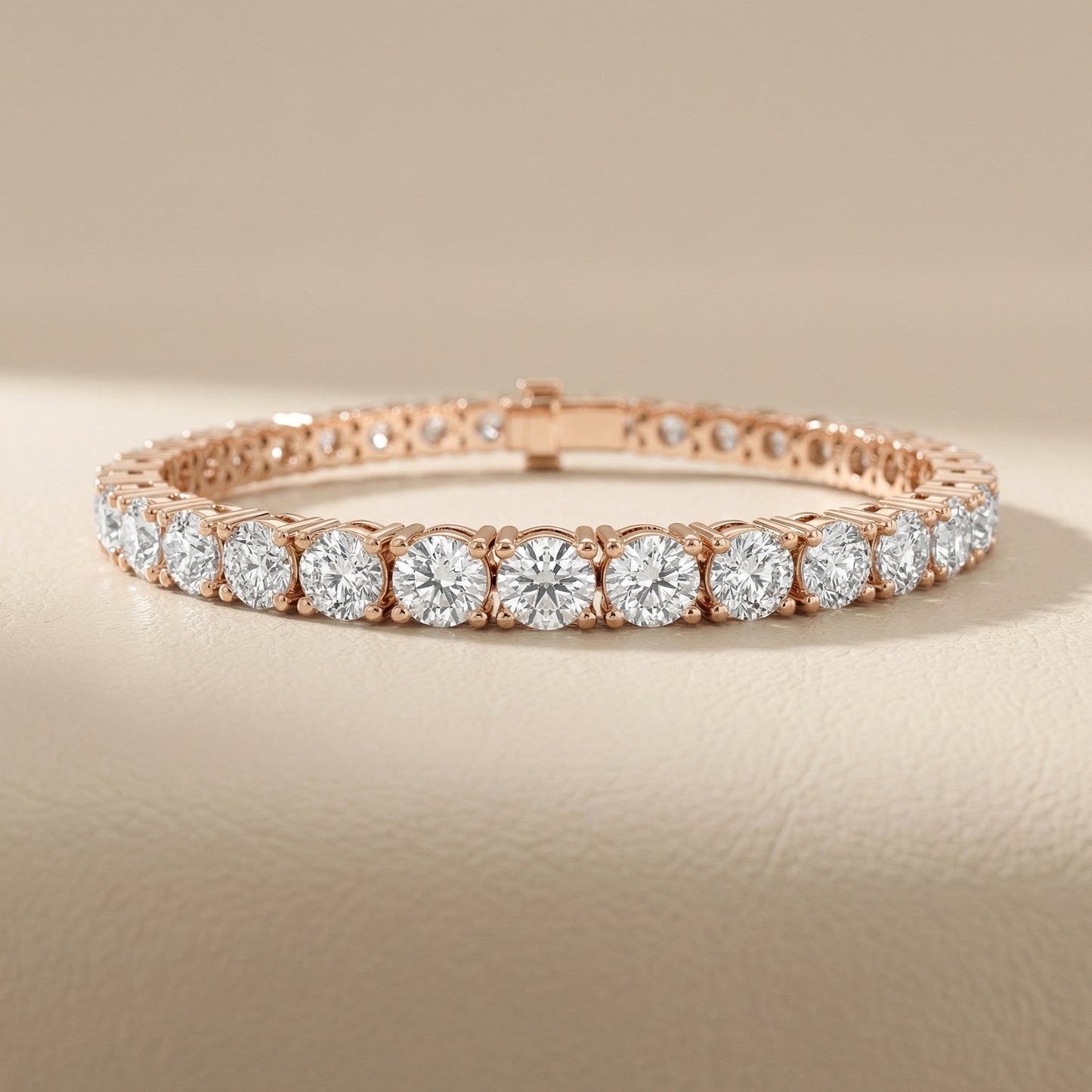 Round Cut Lab Grown Diamond Tennis Bracelet in Rose Gold