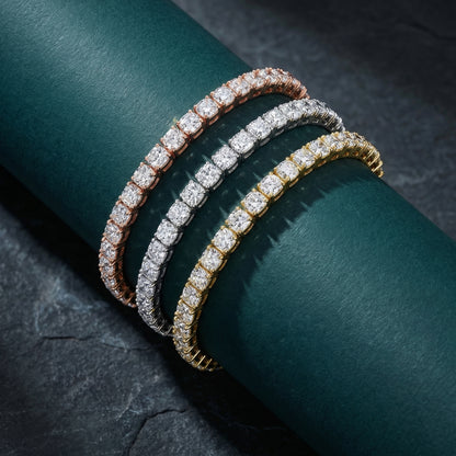 Cushion Cut Lab Grown Diamond Tennis Bracelet in Silver