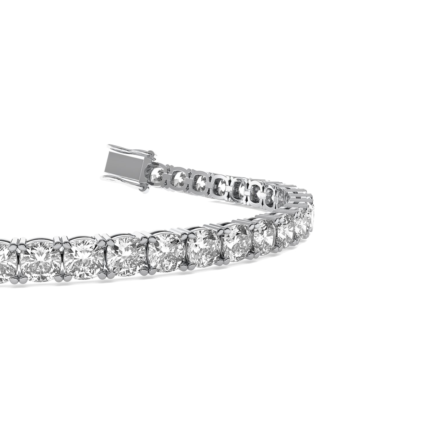 Cushion Cut Lab Grown Diamond Tennis Bracelet in Silver