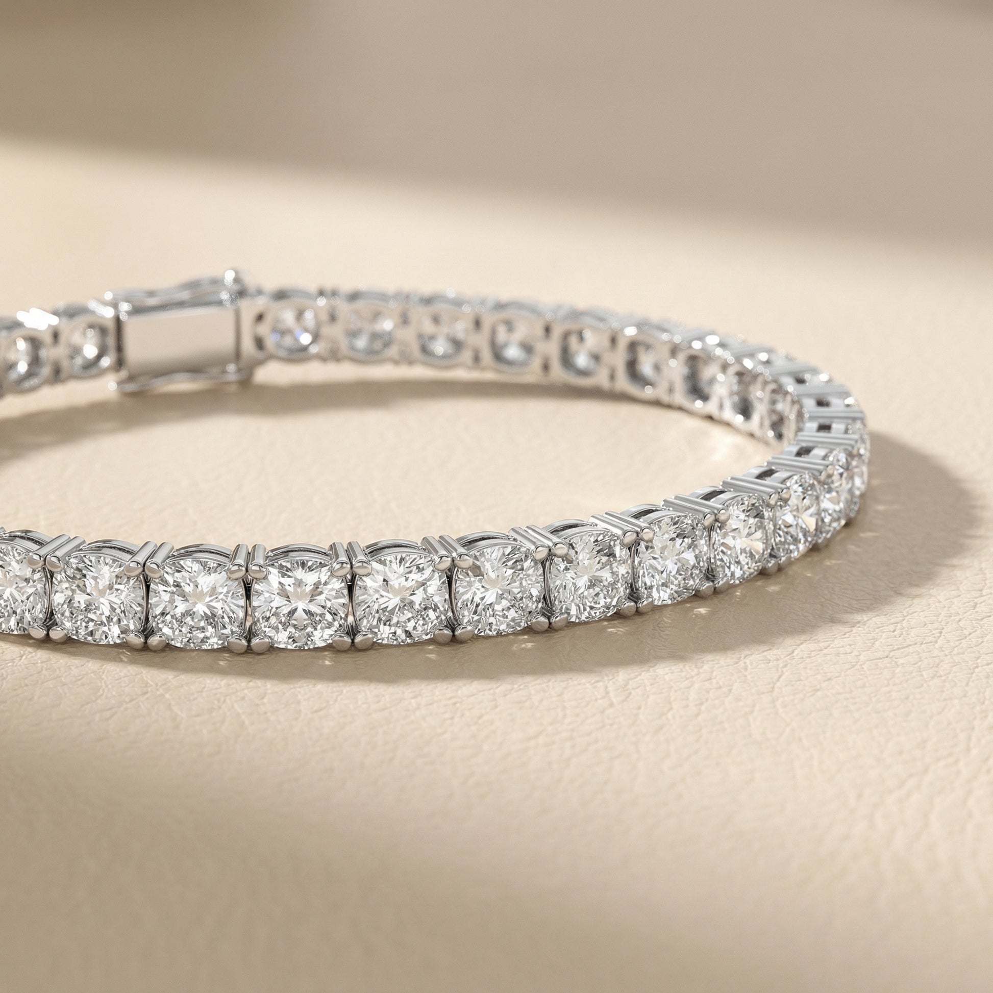 Cushion Cut Lab Grown Diamond Tennis Bracelet in Silver