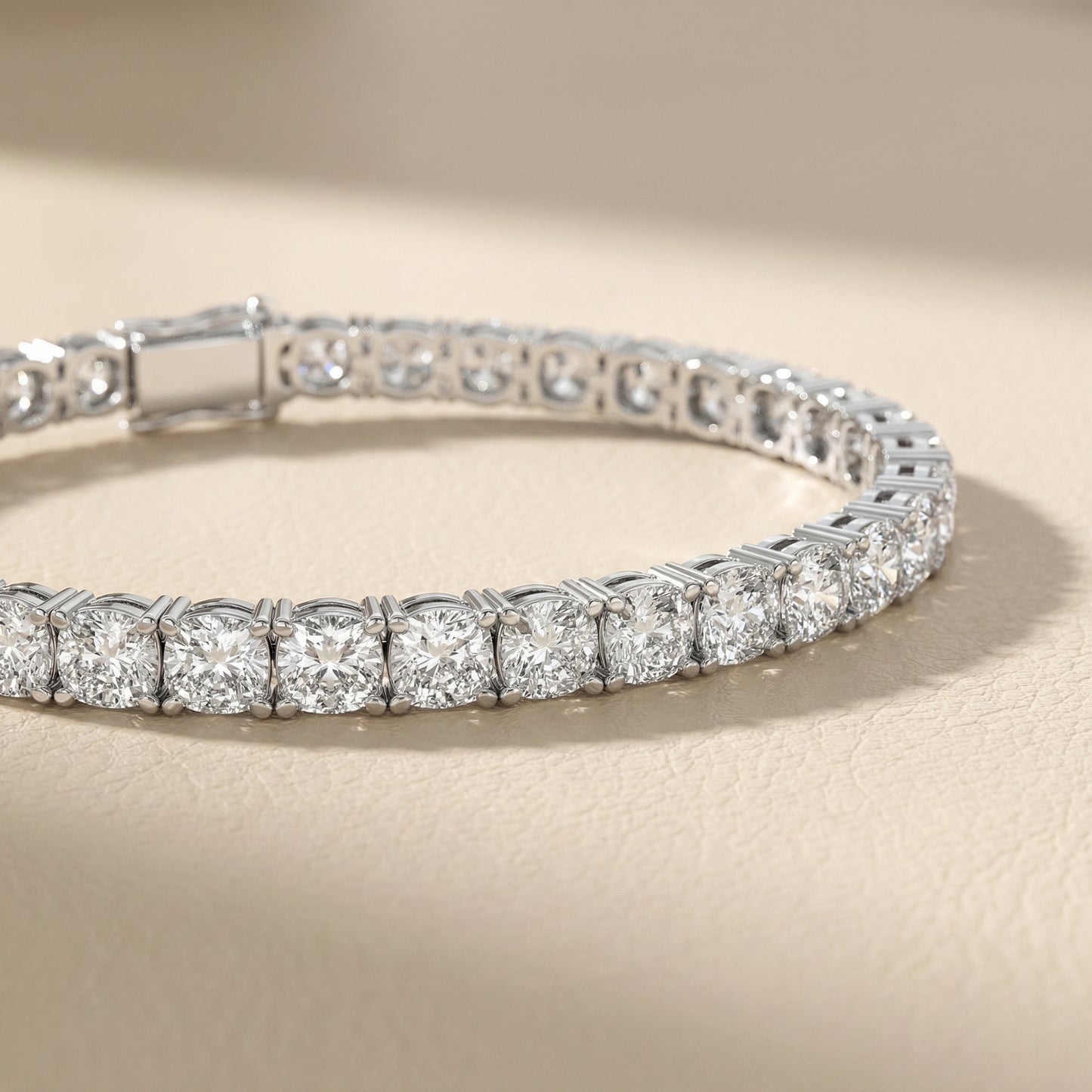 Cushion Cut Lab Grown Diamond Tennis Bracelet in Platinum