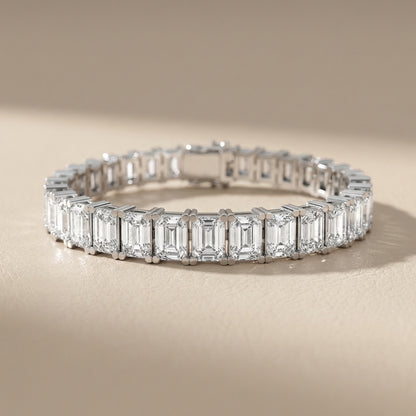 Emerald Cut Lab Grown Diamond Tennis Bracelet in White Gold