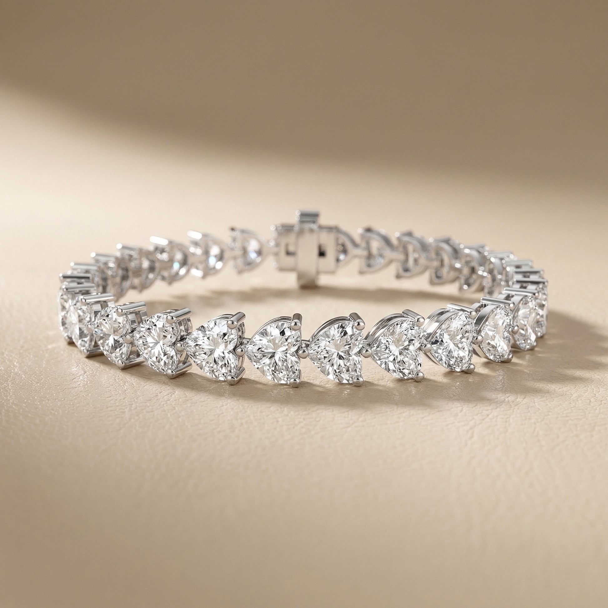Heart Cut Lab Grown Diamond Tennis Bracelet in Platinum