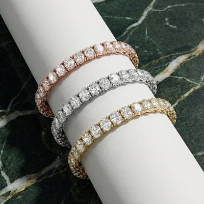 Oval Cut Lab Grown Diamond Tennis Bracelet in Silver