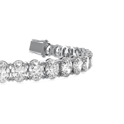 Oval Cut Lab Grown Diamond Tennis Bracelet in Silver