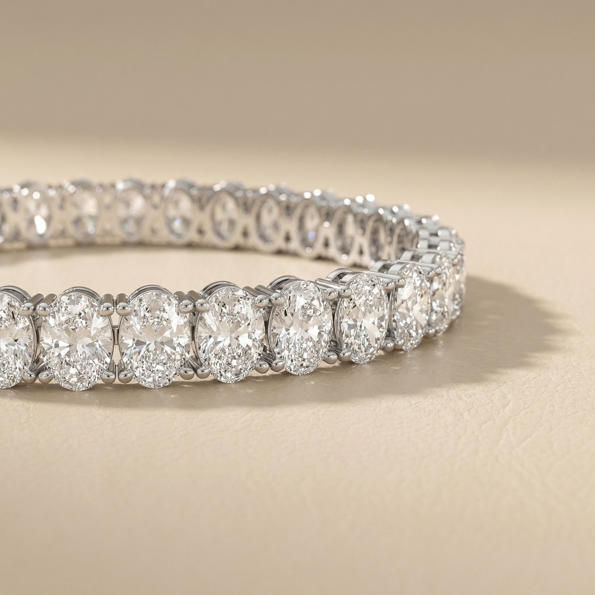 Oval Cut Lab Grown Diamond Tennis Bracelet in Platinum
