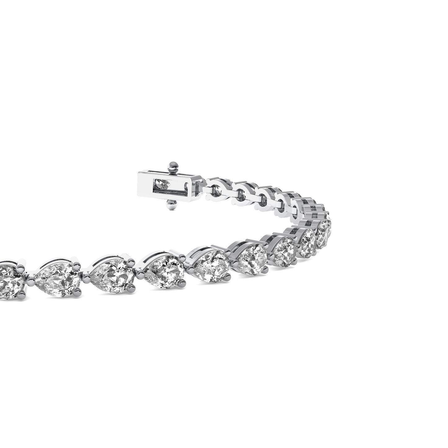 Four Prongs Pear Diamond Tennis Bracelet in White Gold - Pear Cut Lab Diamond White Gold Ring