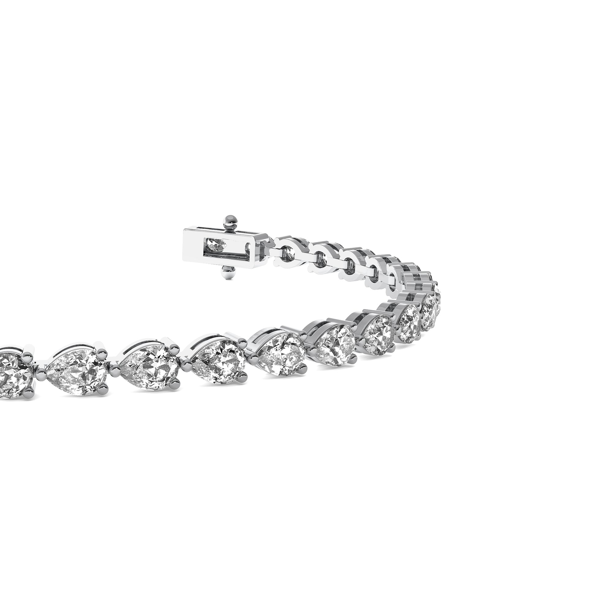 Four Prongs Pear Diamond Tennis Bracelet in Platinum - Pear Cut Lab Diamond Platinum Ring